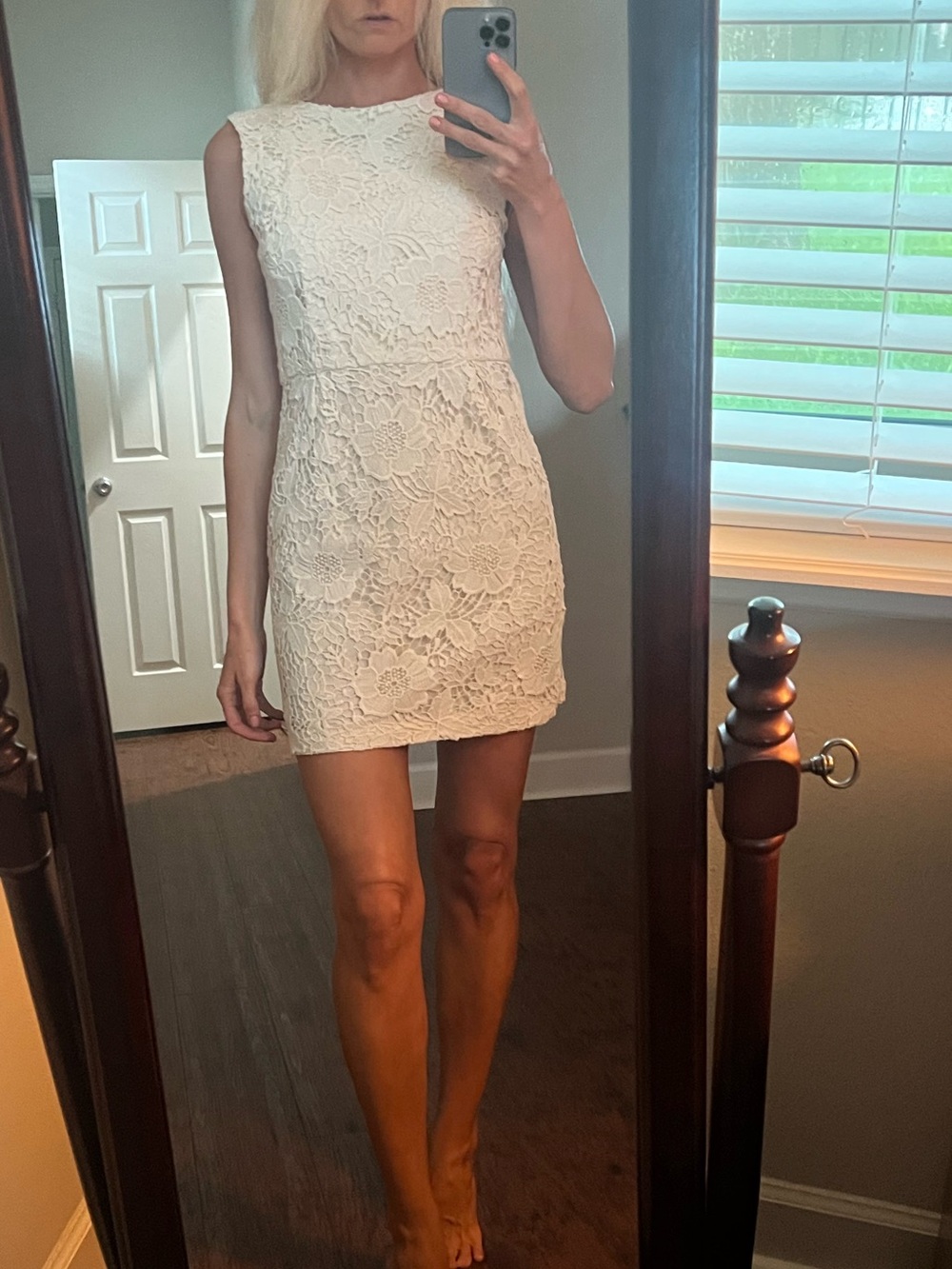 Zara White Floral Lace Sleeveless Mini Dress